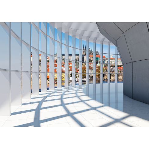 3D Tunel Okno Widok Miasto