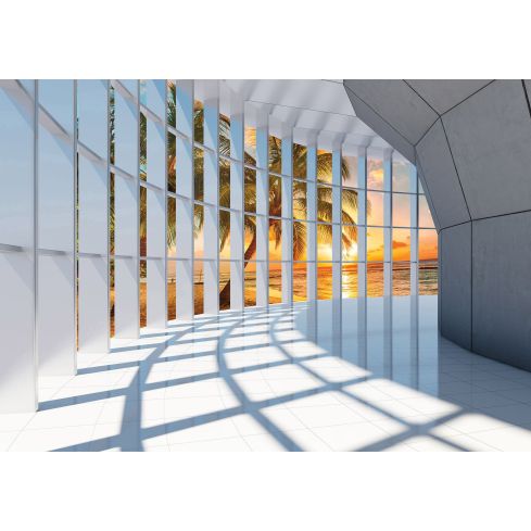 3D Tunel Okno Widok Morze Palma