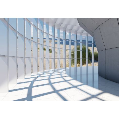 3D Tunel Okno Widok Morze Plaża