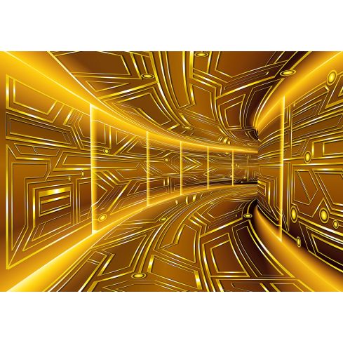 Abstrakcja 3D Żólty Tunel Geometryczny