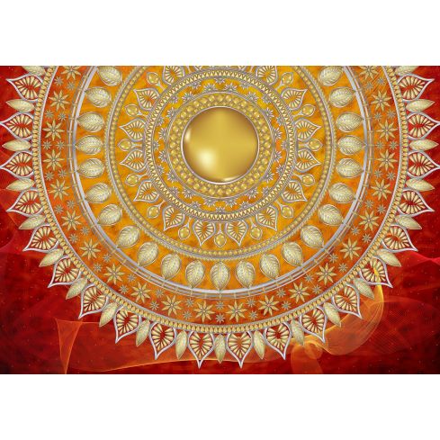 Abstrakcja Mandala Złoto Czerwień Ornamenty