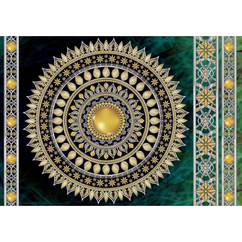 Abstrakcja Mandala Złoto Zieleń Ornamenty