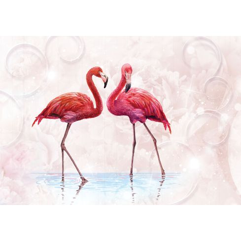 Sztuka Abstrakcja Różowe Flamingi Kwiaty