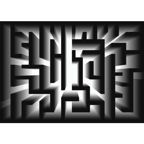 Abstrakcja Geometryczna Labirynt 3D Czarny