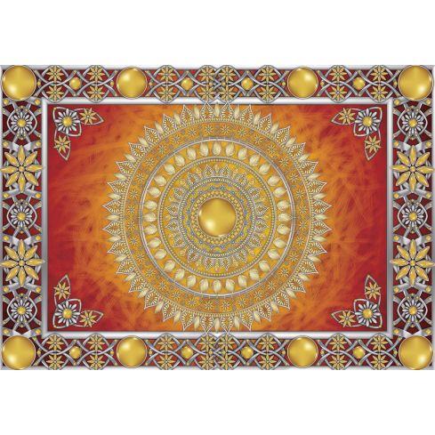 Abstrakcja Mandala Złoto Ornamenty Pomarańczowa