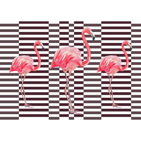 Abstrakcja Geometryczna Różowe Flamingi Paski