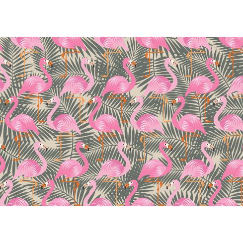 Styl Art Deco Różowe Flamingi Liście