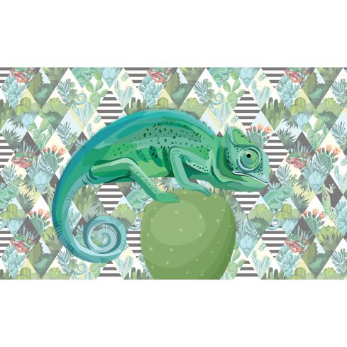 Natura Zwierzęta Kameleon Zielona Abstrakcja