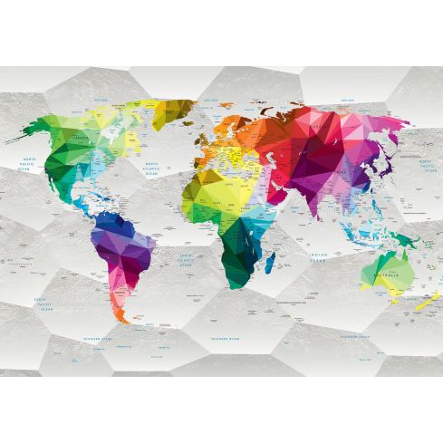 Mapa Świata Kolorowa Geometryczna 3D