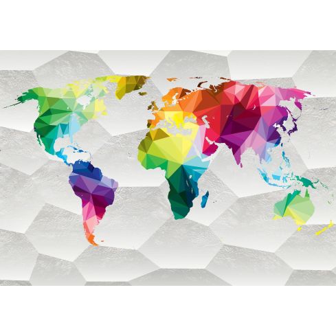 Mapa Świata Kolorowa Geometryczna 3D