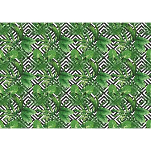Abstrakcja Geometryczna Zielone Liście Pasy