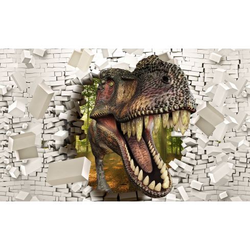 3D Dziura W Ścianie Dinozaur Las Cegły