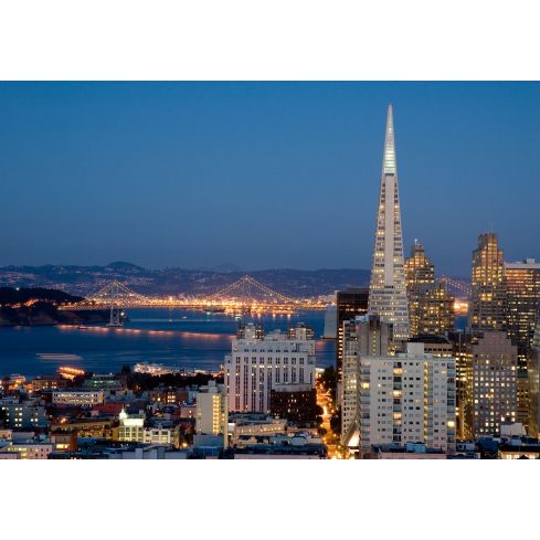 Miasto San Francisco Nocą Panorama