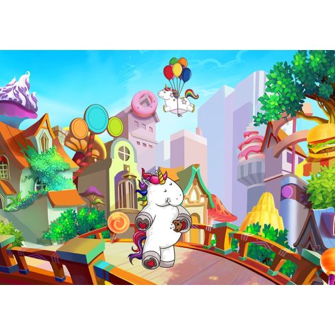 Dla Dzieci Dziewczynka Jednorożce Kolorowe Miasteczko