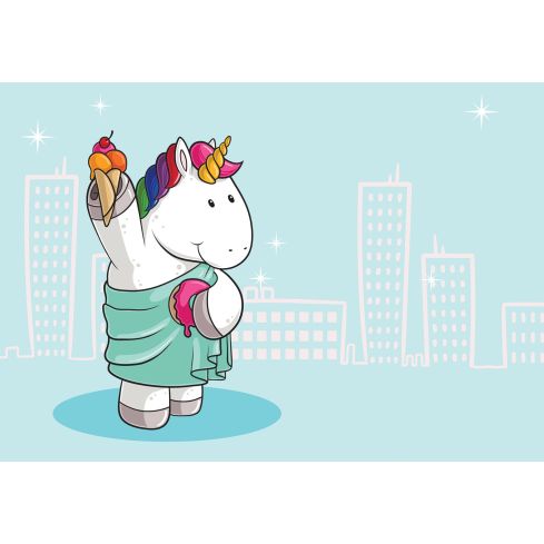 Dla Dzieci Dziewczynka Jednorożec Błekit Tęcza