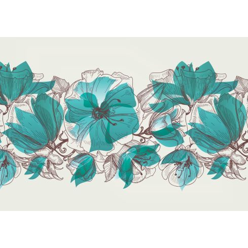 Natura Kwiaty Turkusowe Ornamnety Abstrakcja