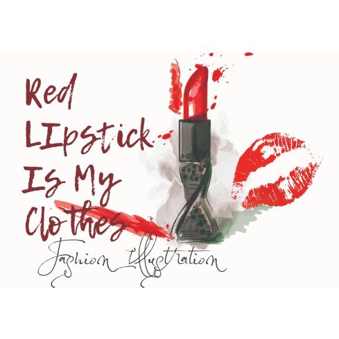 Abstrakcja Czerwona Szminka Make Up
