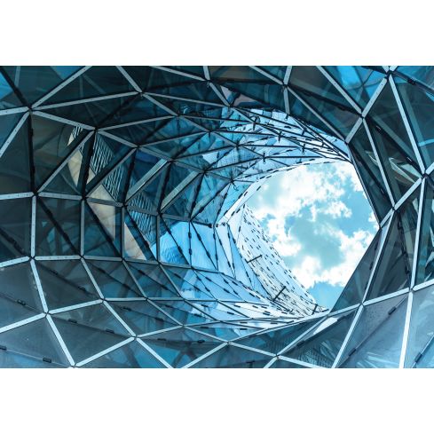 3D Przestrzenny Tunel Budynek Niebo Abstrakcja