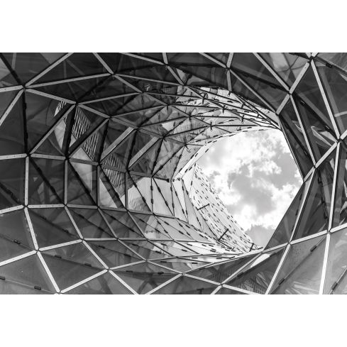 3D Przestrzenny Tunel Budynek Czarno-Biały