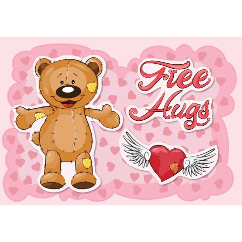 Dla Dzieci Dziewczynka Miś Free Hugs