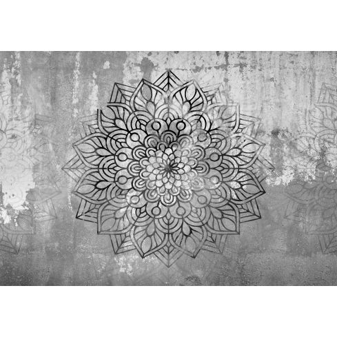 13864 - Ciemno szara mandala na betonie