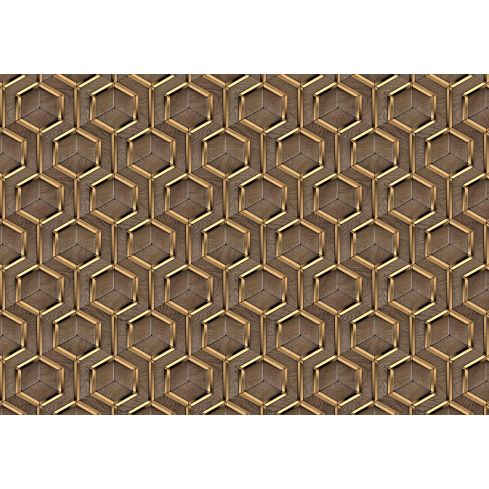 13901 - Złote heksagony na drewnie