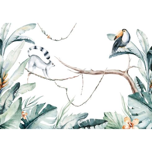 14071 - Natura Rośliny Dżungla Zwierzęta Akwarele