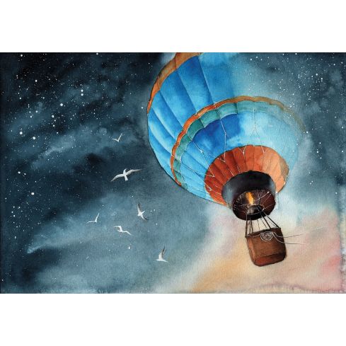 14074 - Krajobraz Niebo Lot Balonem Malowany