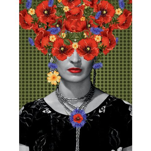 14118 - Sztuka Frida Kahlo Kwiaty Pop Art