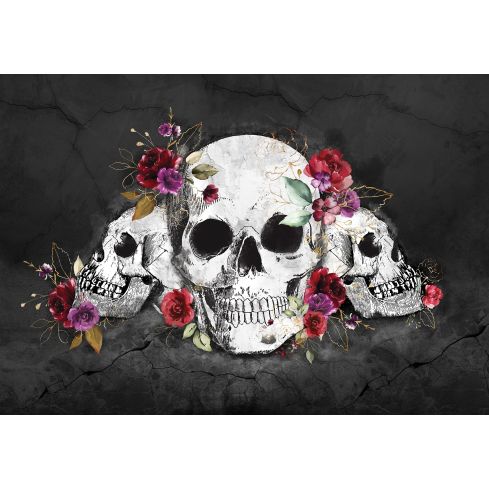 14189 - Styl Boho Czaszki Kwiaty Gotyk
