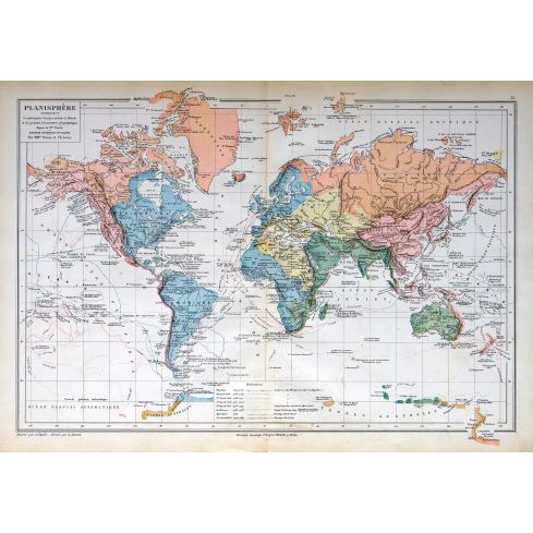 14622 - Mapa fizyczna francuska vintage