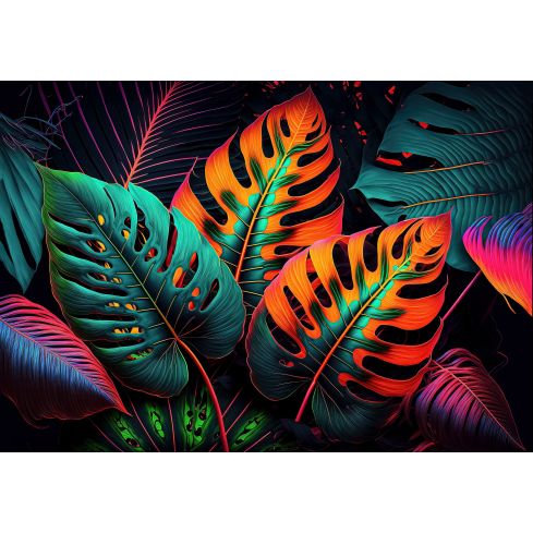 14670 - Natura liście sztuka neon