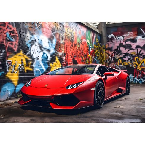 14701 - Motoryzacja czerwone Lamborghini graffiti