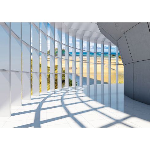 3D Tunel Okno Widok Morze Plaża