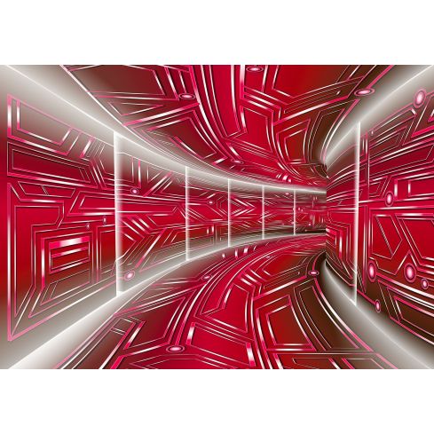 Abstrakcja 3D Geometryczny Czerwony Tunel