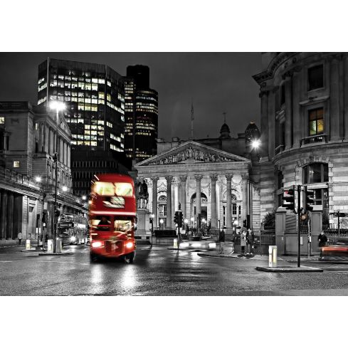 Miasto Londyn Nocą Czerwony Autobus