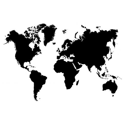 Mapa Świata Czarno-Biała Klasyczna