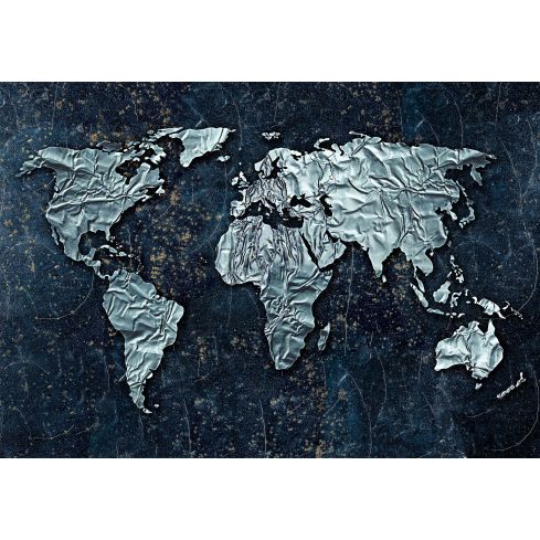 Mapa Świata Metalowa Granatowa Loft
