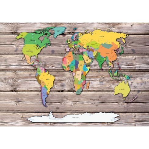 Mapa Świata Kolorowa Na Deskach