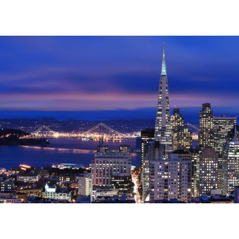 Miasto San Francisco Nocą Panorama