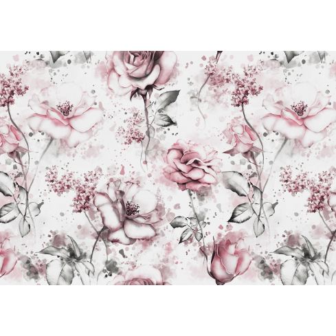 13856 - Różowe akwarelowe kwiaty 
