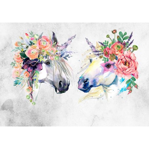 14126 - Sztuka Jednorożce Konie Kwiaty Boho