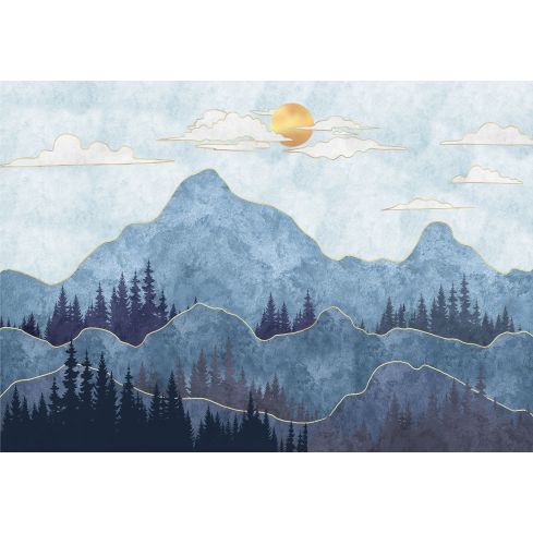 14165 - Sztuka Góry Krajobraz Niebieskie Boho