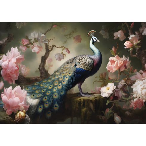 14721 - Sztuka Abstrakcja Gałęzie Kwiaty Ptaki Pawie