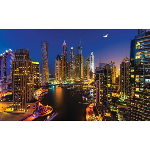 Miasto Nocą Metropolia Wieżowce Dubaj